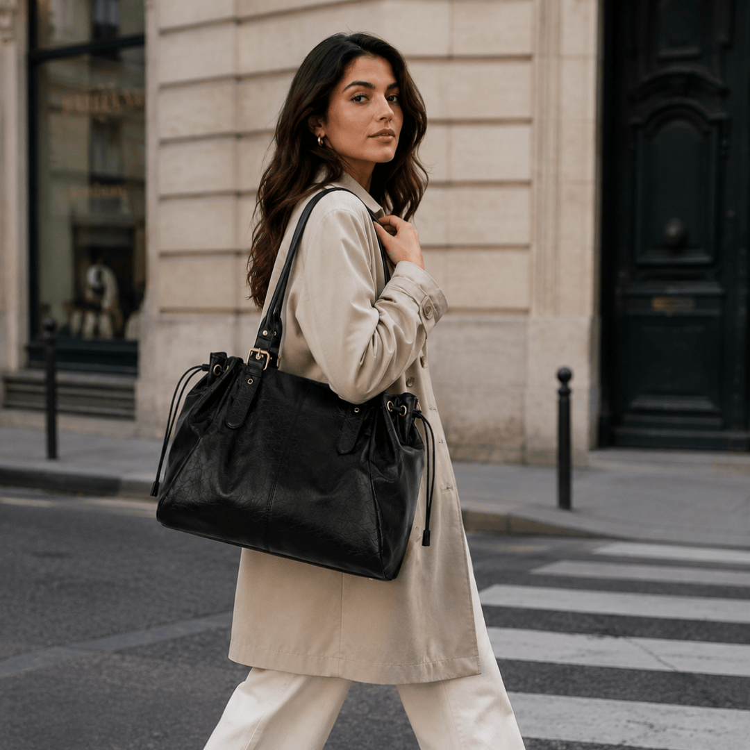 APOLLINE – Sac à Main de Cours Porté Épaule verni Marron