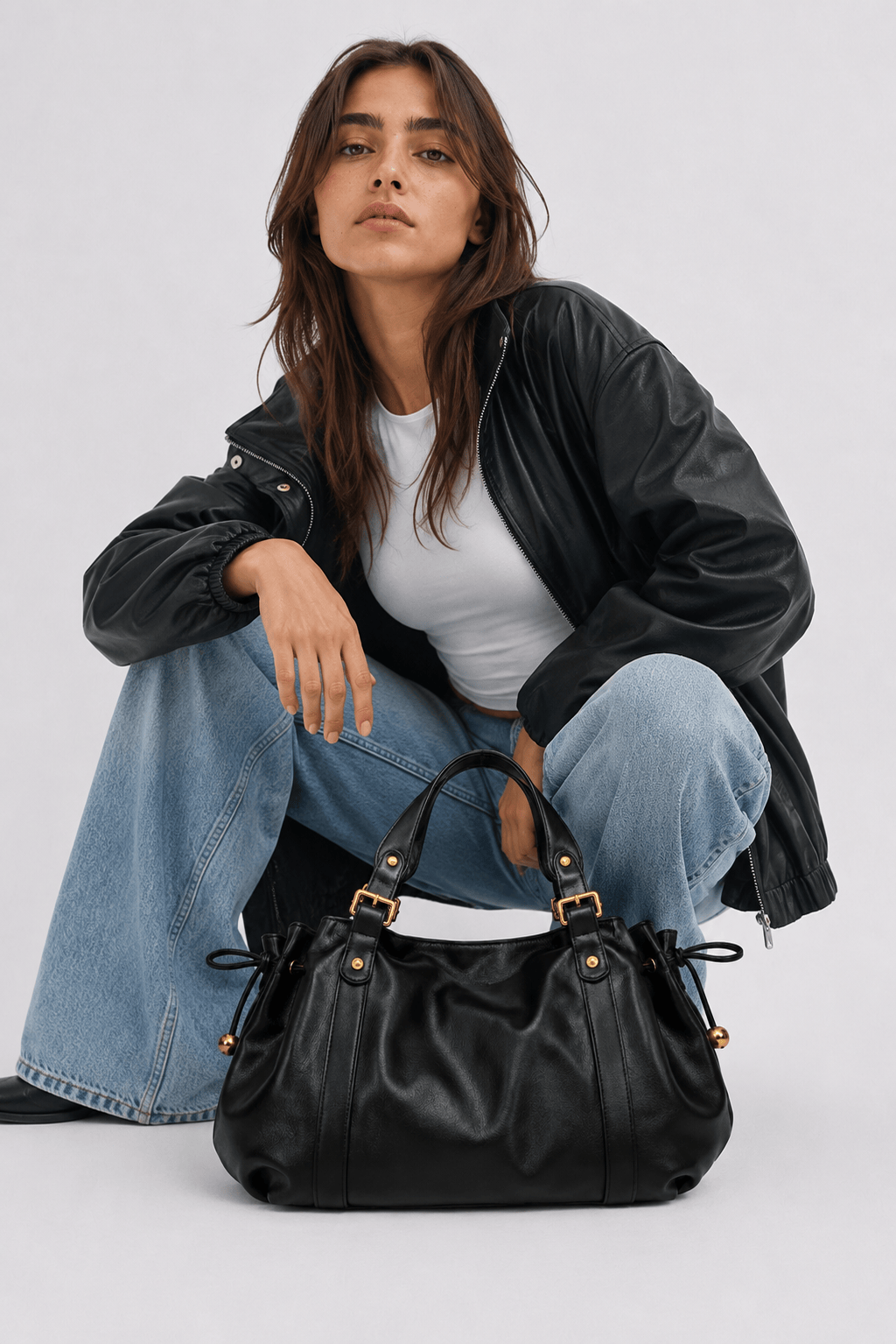 ELAE - Sac à Main en Cuir Finitions Dorées