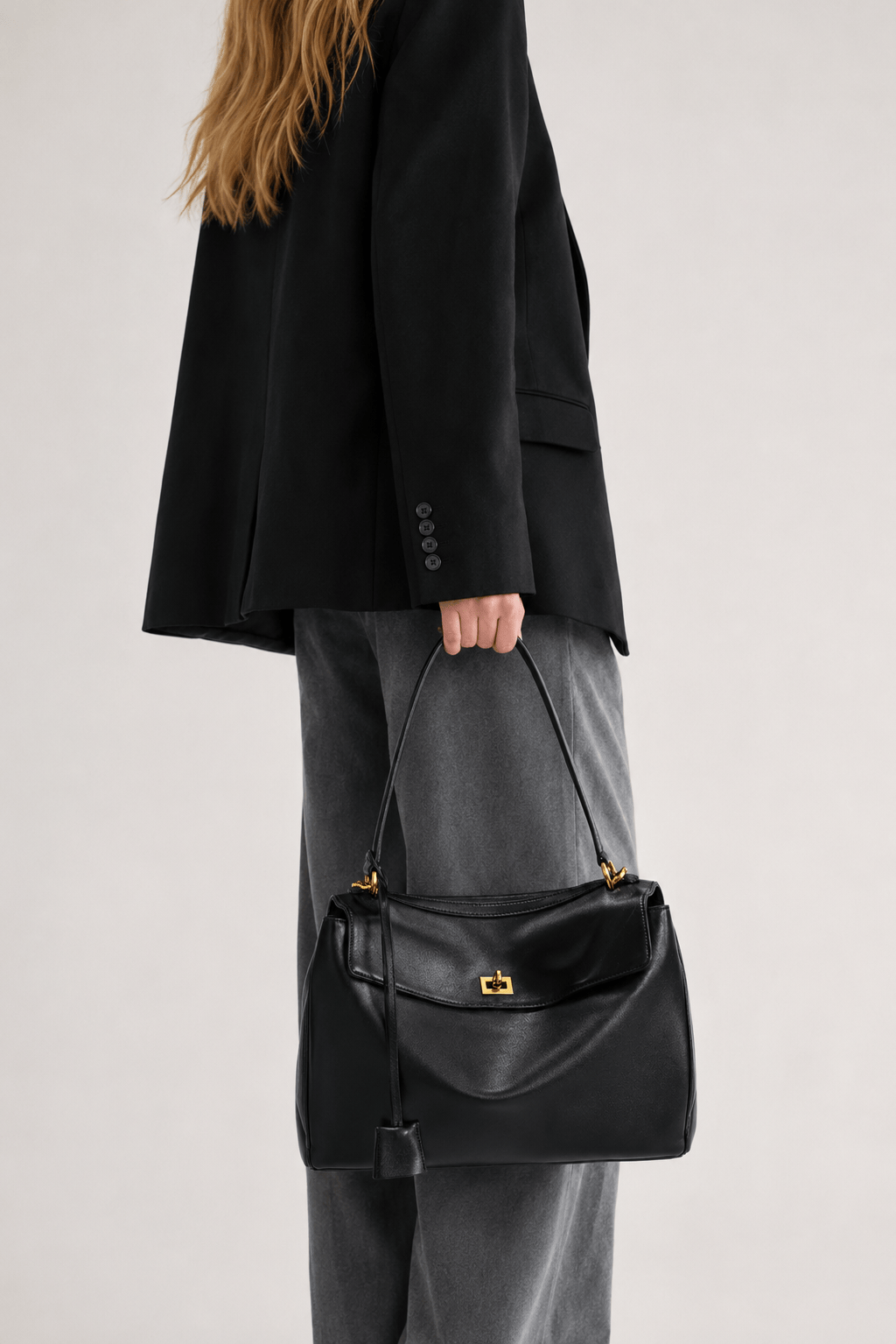 MAE - Sac à Main en Cuir Lisse Fermoir doré