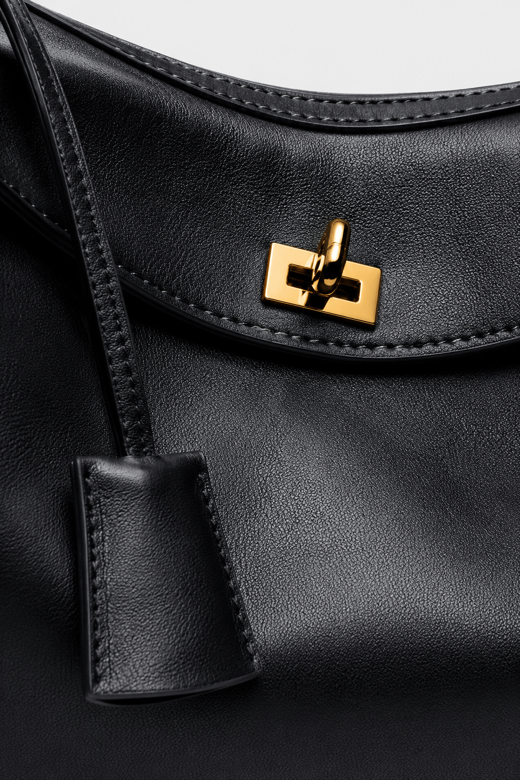 MAE - Sac à Main en Cuir Lisse Fermoir doré