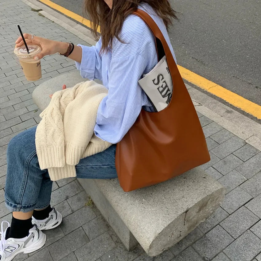 ELYA - Sac à Main de Cours Fourre-Tout en Cuir Souple