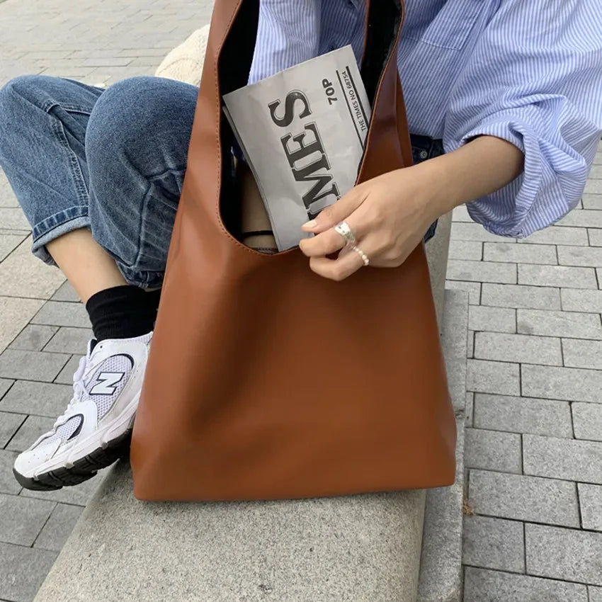 ELYA - Sac à Main de Cours Fourre-Tout en Cuir Souple