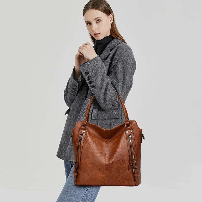 HELENA - Grand Sac Ă Main de Cours Multipoches avec Pochette