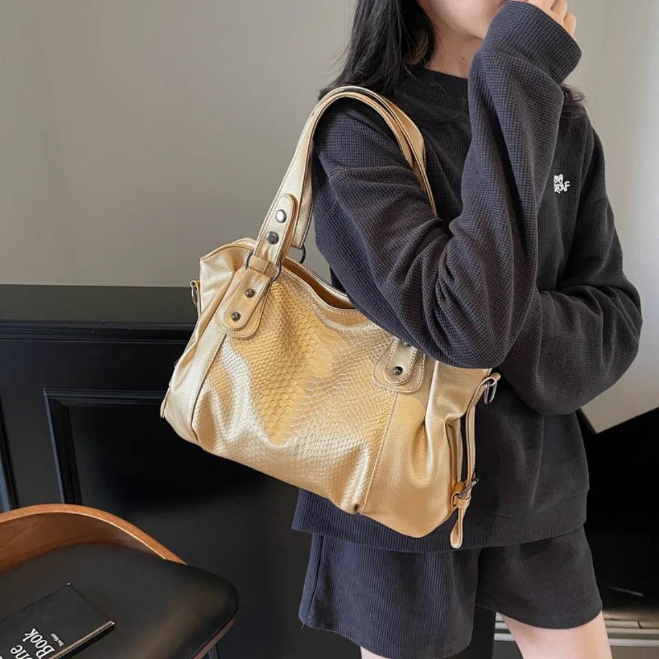 SELENE - Sac à Main de Cours de Luxe en Cuir Écaillé