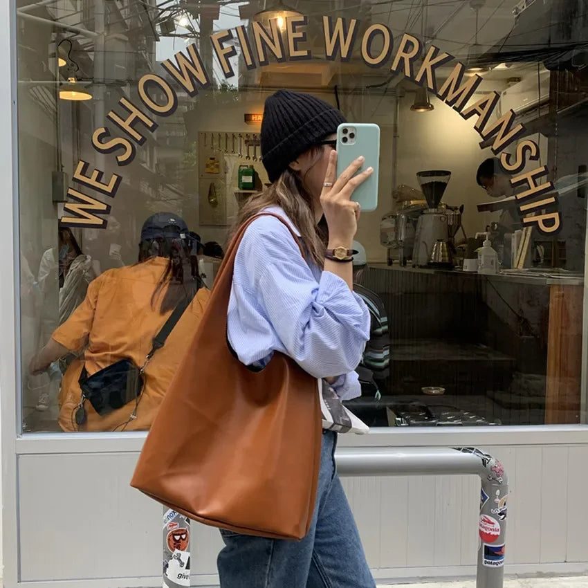 ELYA - Sac à Main de Cours Fourre-Tout en Cuir Souple