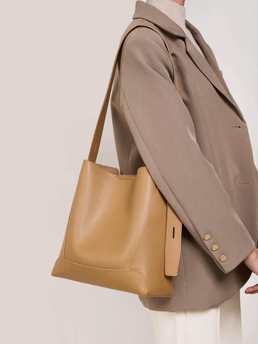 EYA- Sac à Main de Cours de Luxe en Cuir Lisse à Bandoulière