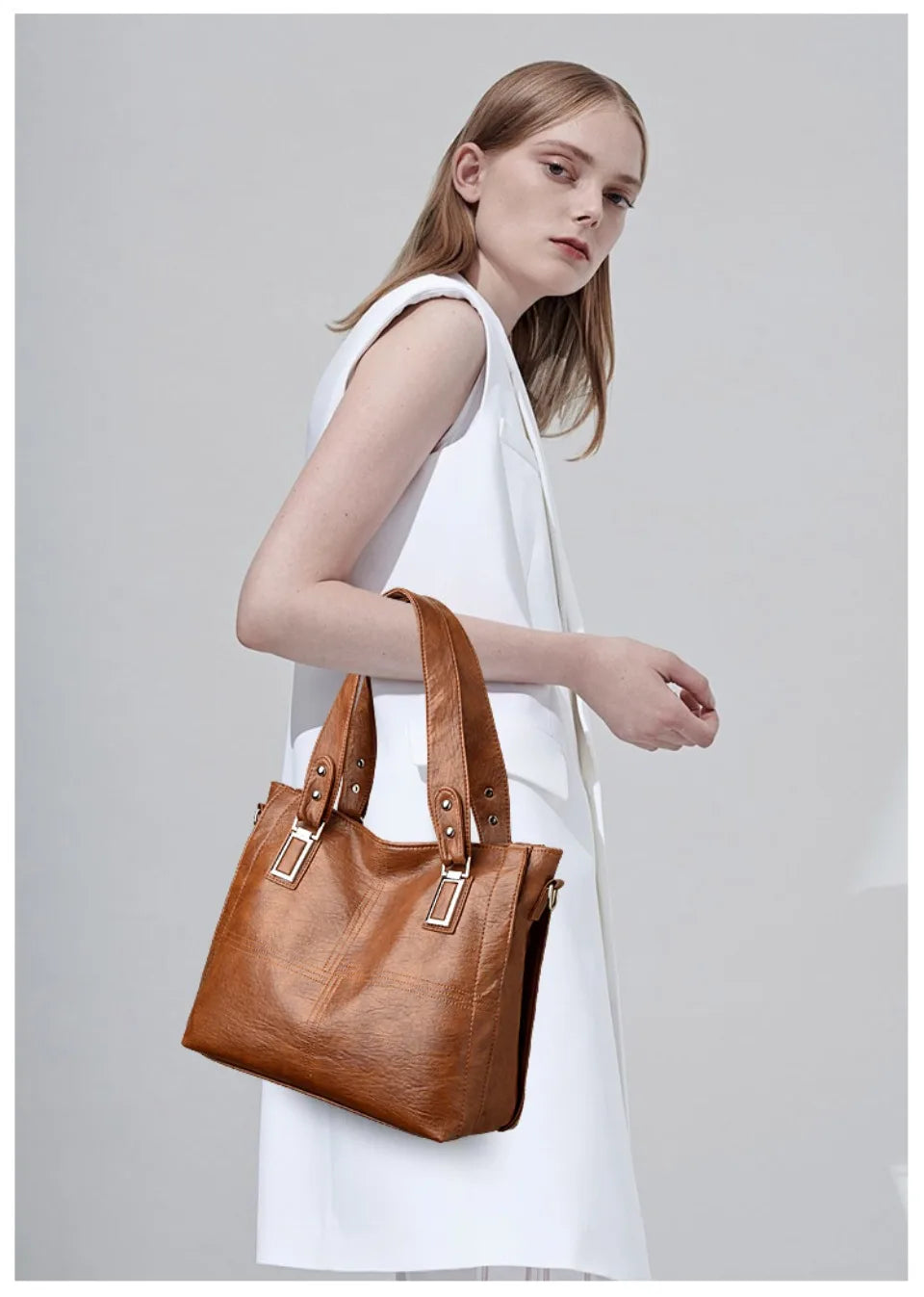 ROSALINE - Sac à Main de Cours à Bandoulière en Cuir