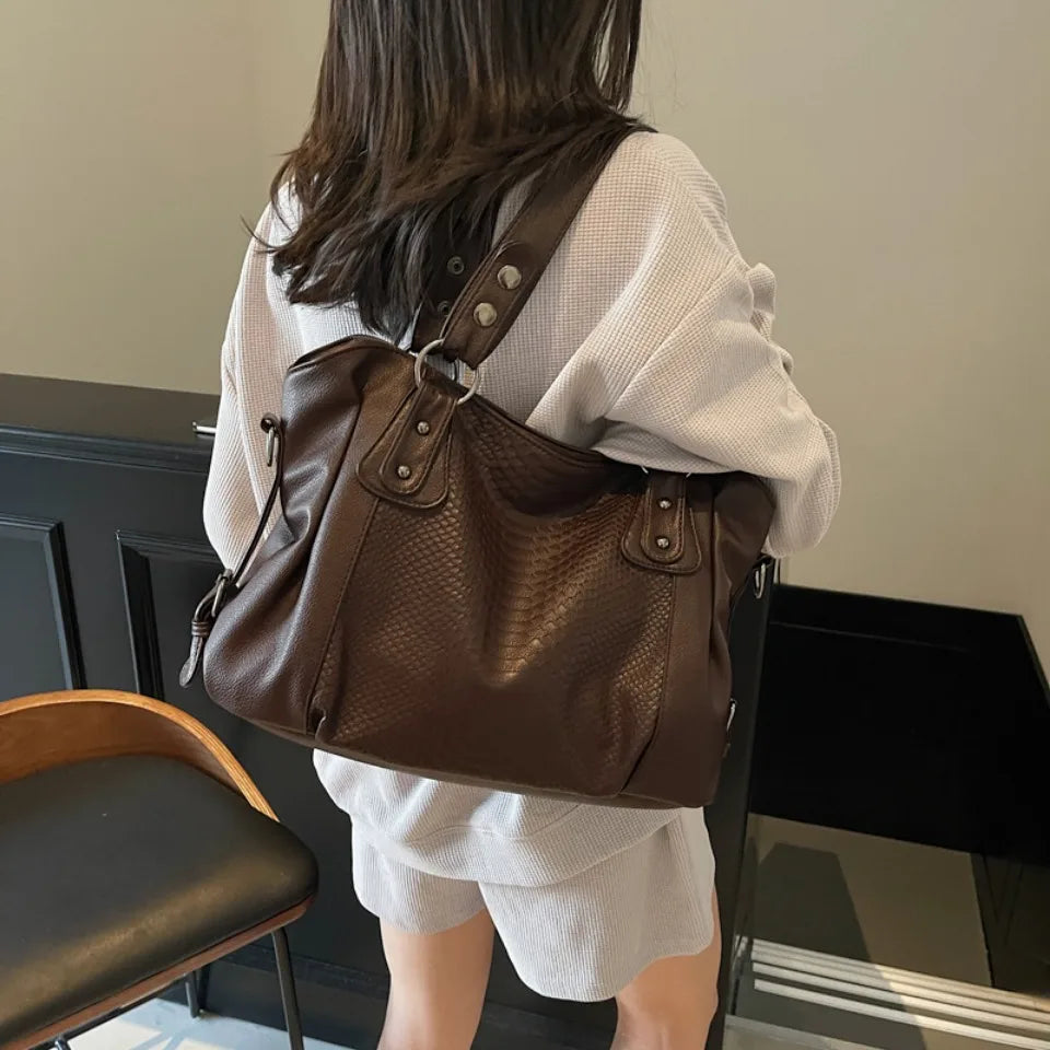 SELENE - Sac à Main de Cours de Luxe en Cuir Écaillé