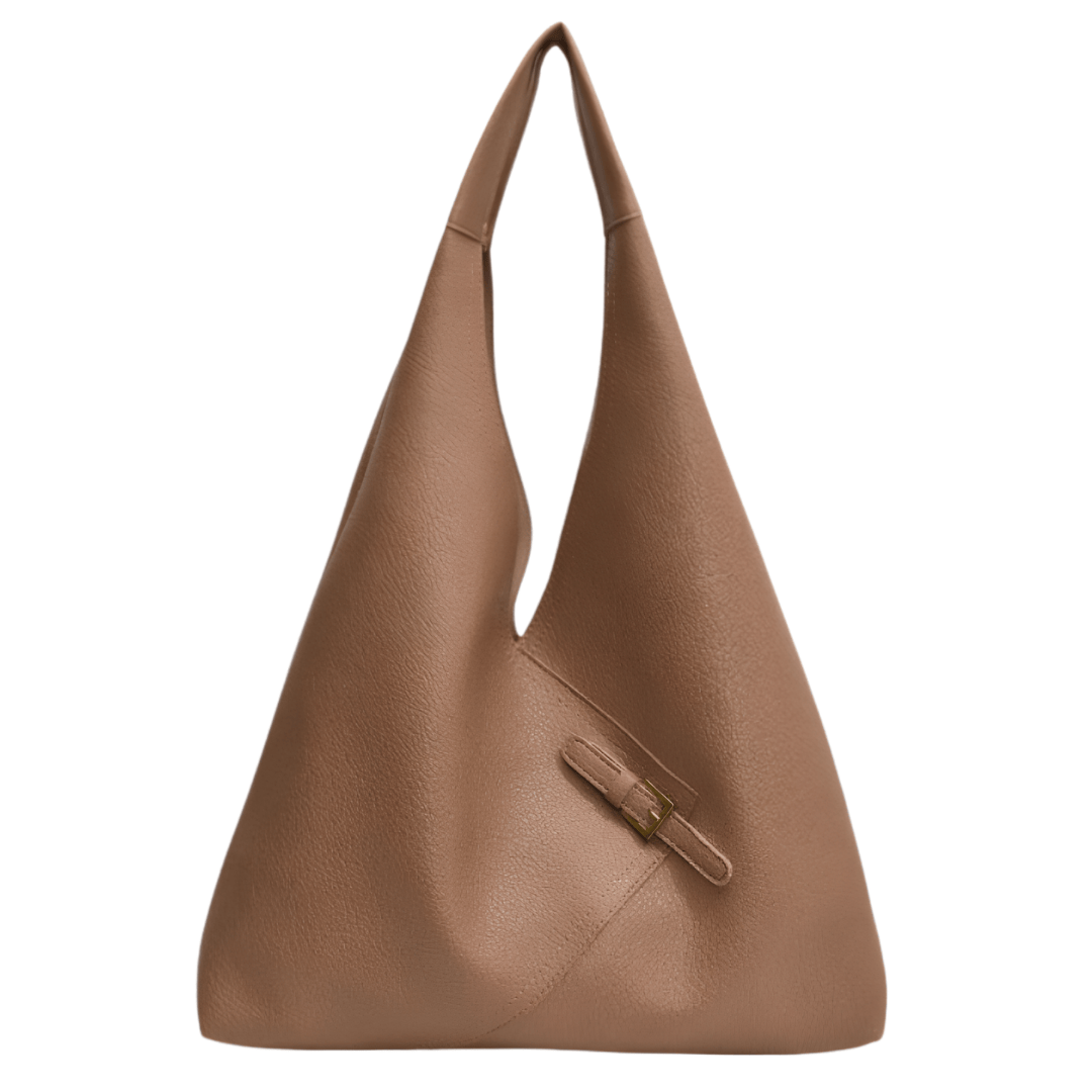 ALICIA – Grand sac cuir vegan souple camel, spacieux et élégant pour ordinateur et cahiers