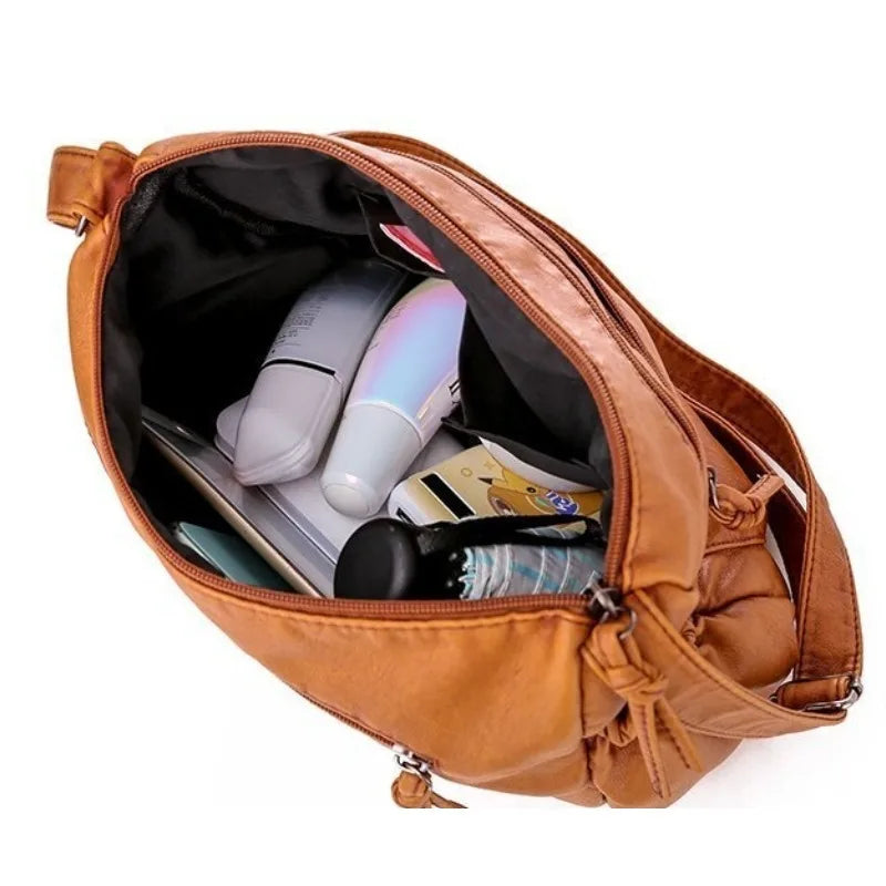ALIZEE - Sac à Main Multipoche en Bandoulière en Cuir