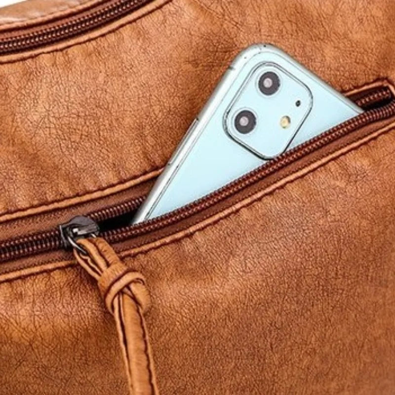 ALIZEE - Sac à Main Multipoche en Bandoulière en Cuir