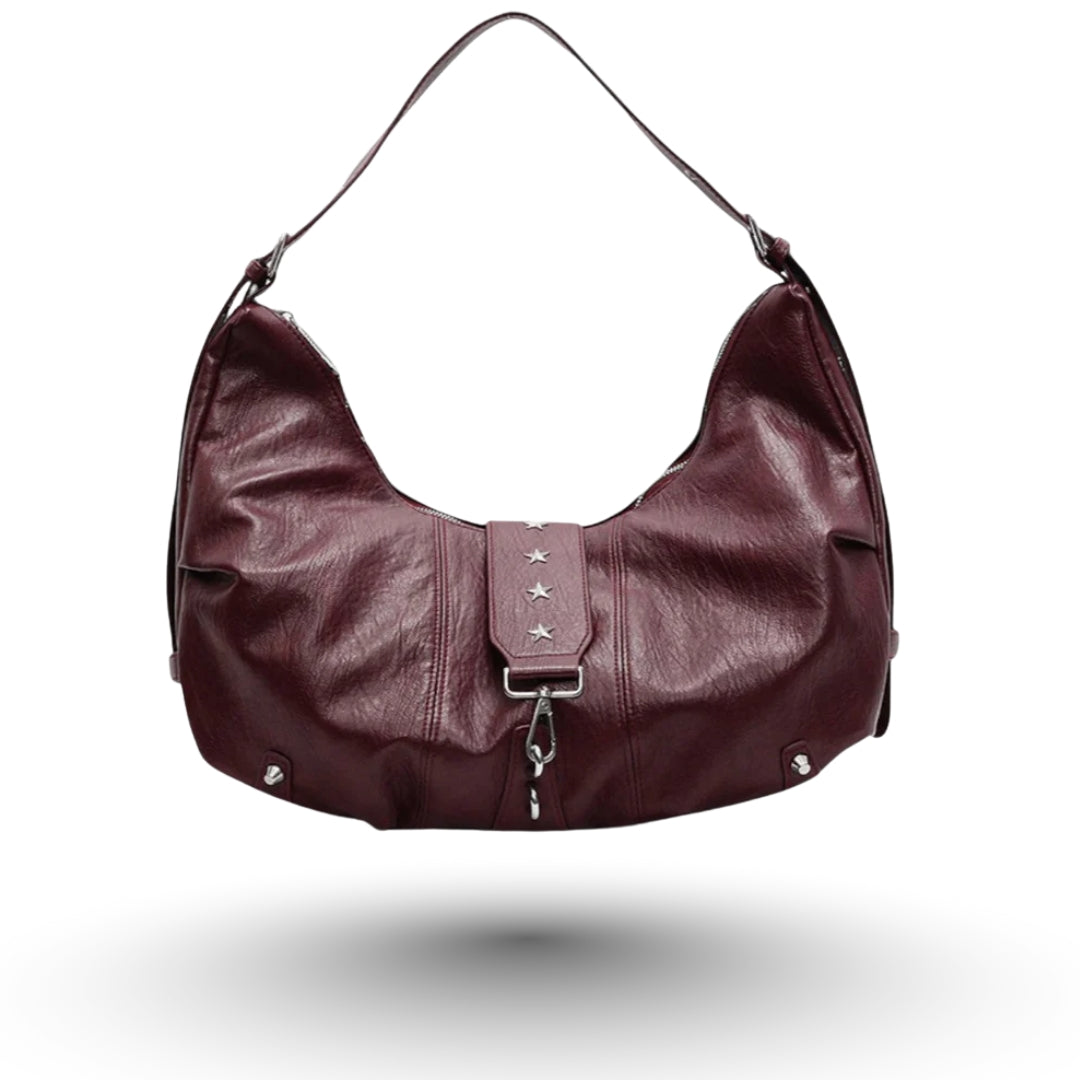 ANGE – Sac à main besace de cours en cuir bordeaux, chic et pratique