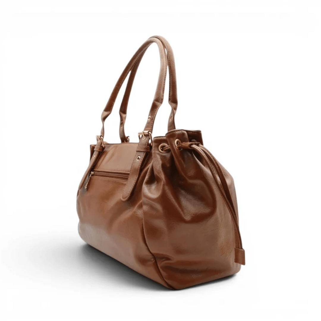 APOLLINE – Sac à Main de Cours Porté Épaule verni Marron