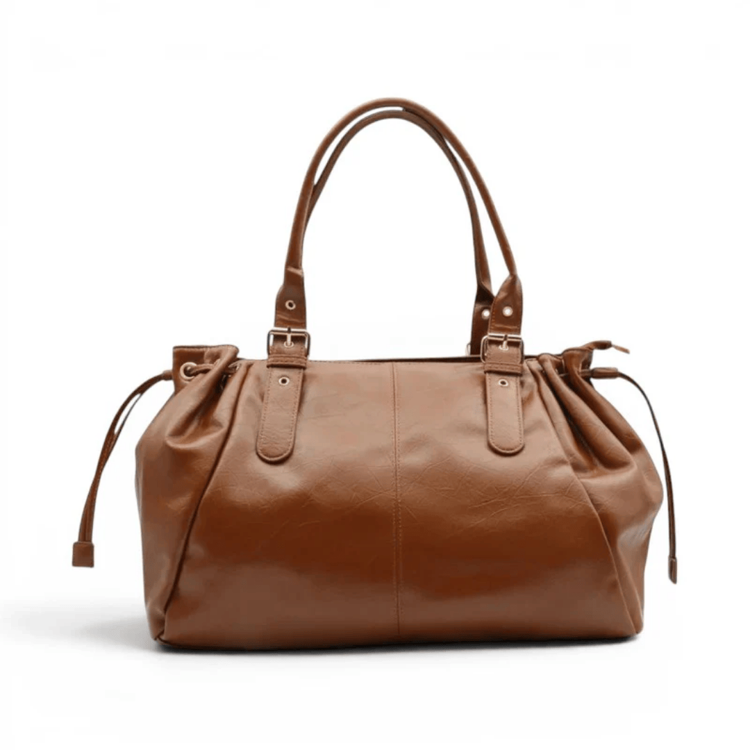 APOLLINE sac à main femme de cours porté épaule verni chic marron