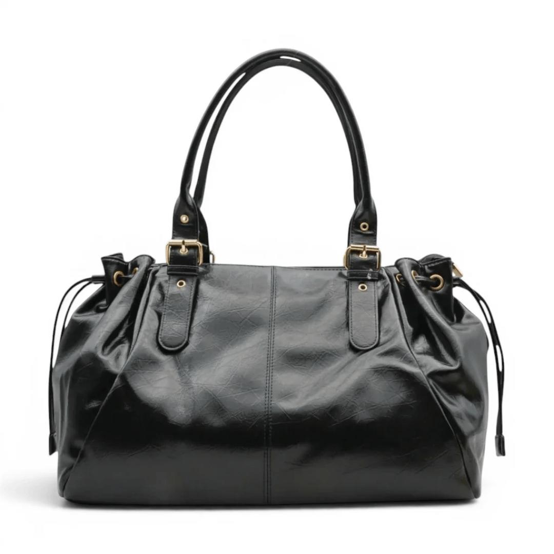 APOLLINE sac à main femme de cours porté épaule verni chic noir