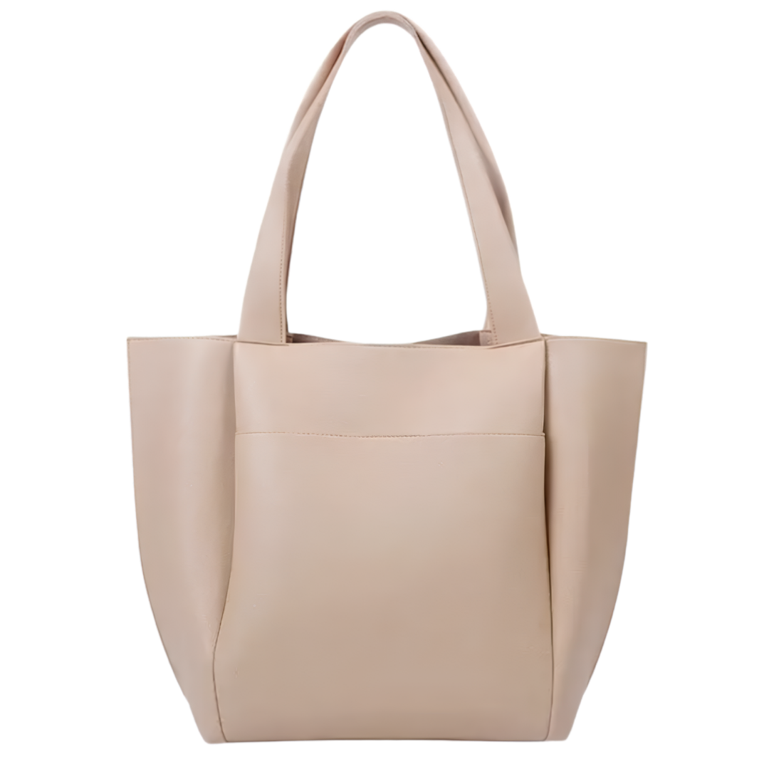 AURELIA – Grand sac à main de cours en cuir souple beige pratique et élégant.