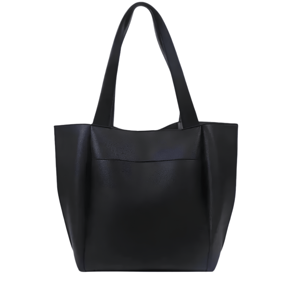 AURELIA – Grand sac à main de cours en cuir vegan souple noir pratique et élégant.