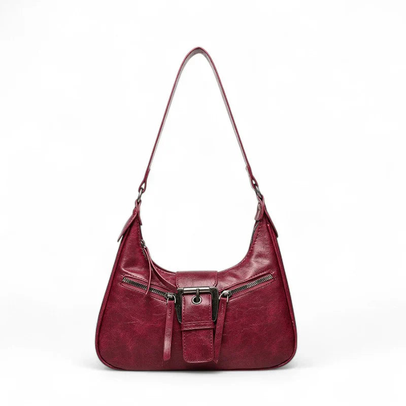 Sac AVELINA - Petit sac à main chic en cuir vintage rouge, style rétro, finition végan, parfait pour transporter vos essentiels avec élégance