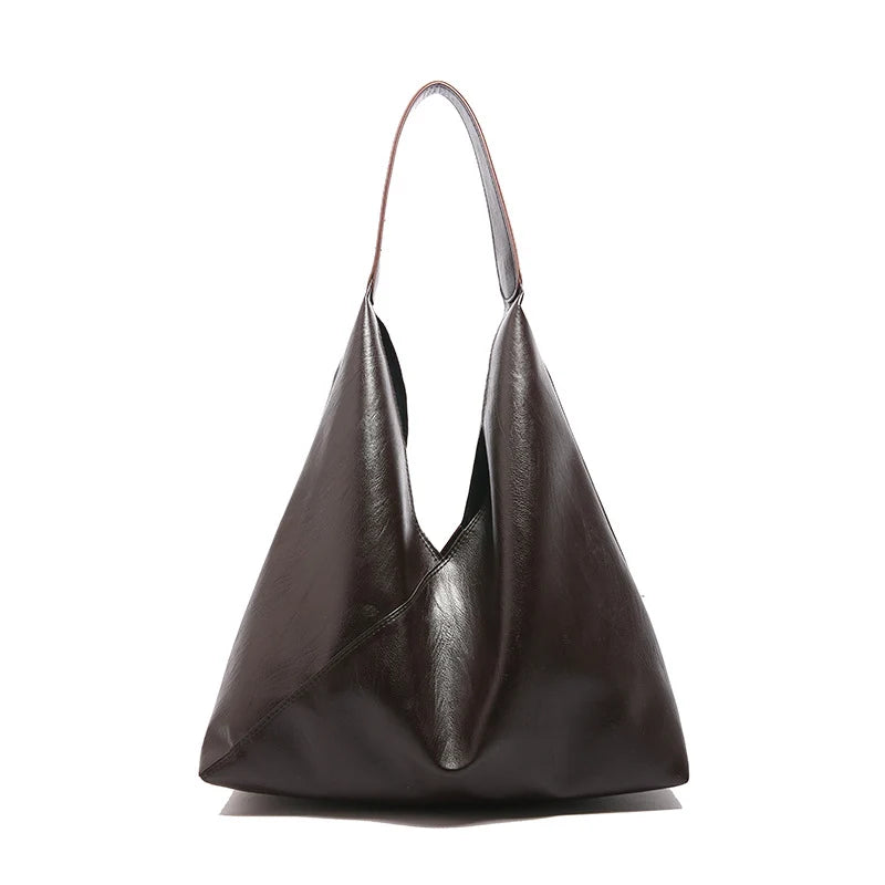 BEA - Grand Sac à Main Epaule Elégant café, grand sac femme en cuir vegan pour ordinateur, dossiers et essentiels du quotidien