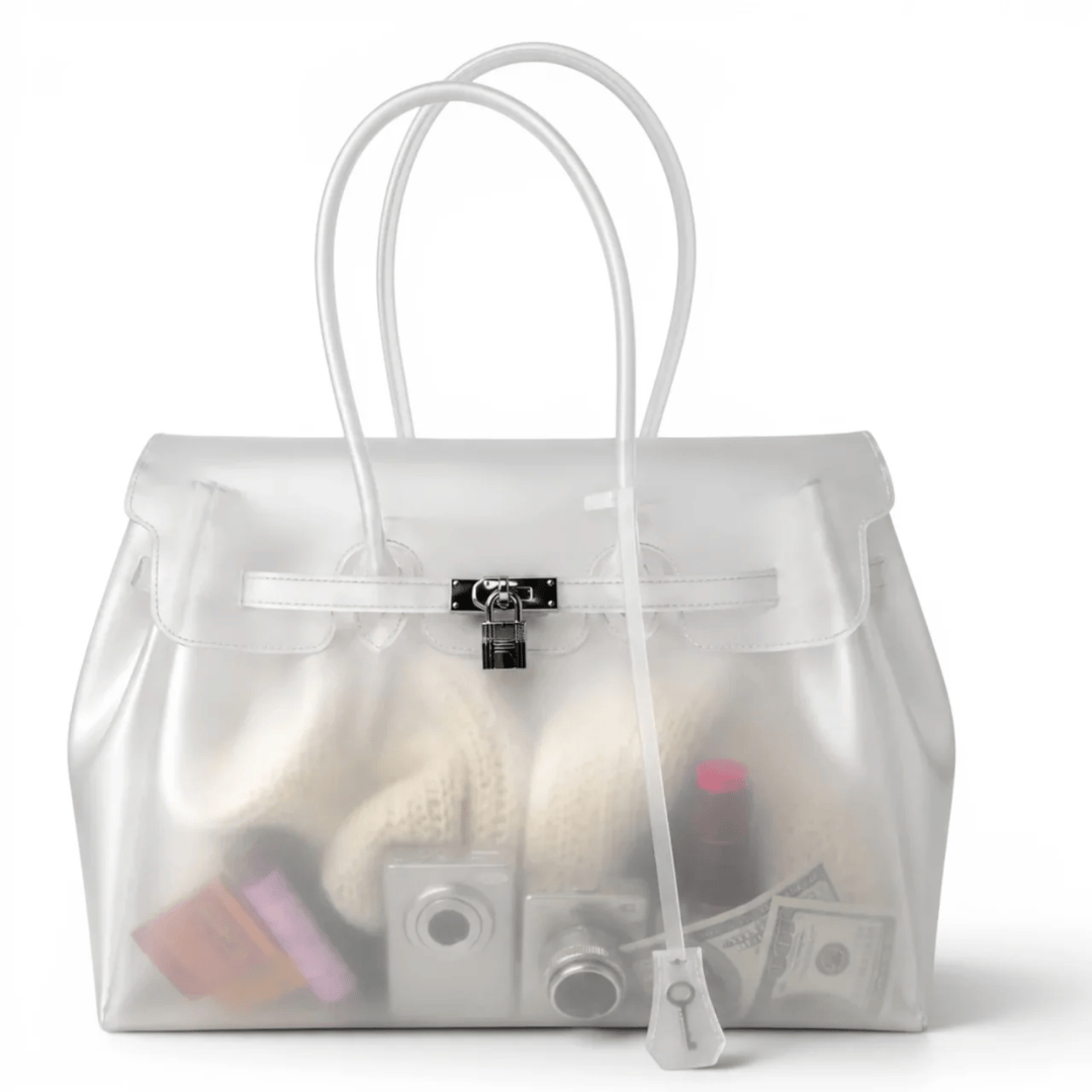 Grand sac à main blanc transparent tendance Candy, spacieux et stylé pour femme et étudiante