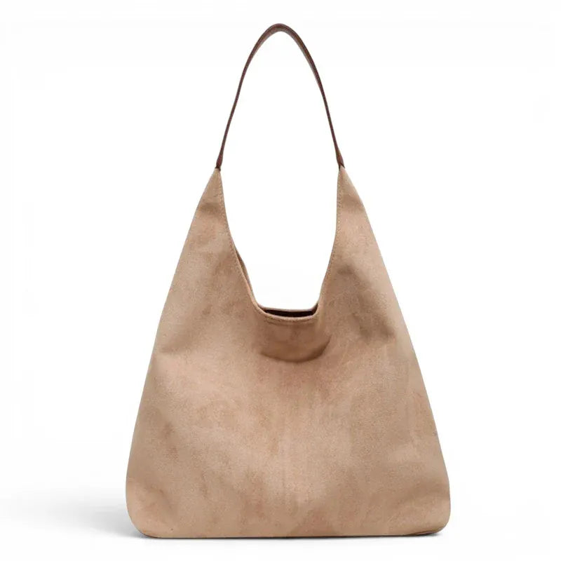 Cecilia - Sac à Main Cabas Fourre-Tout en Daim Beige