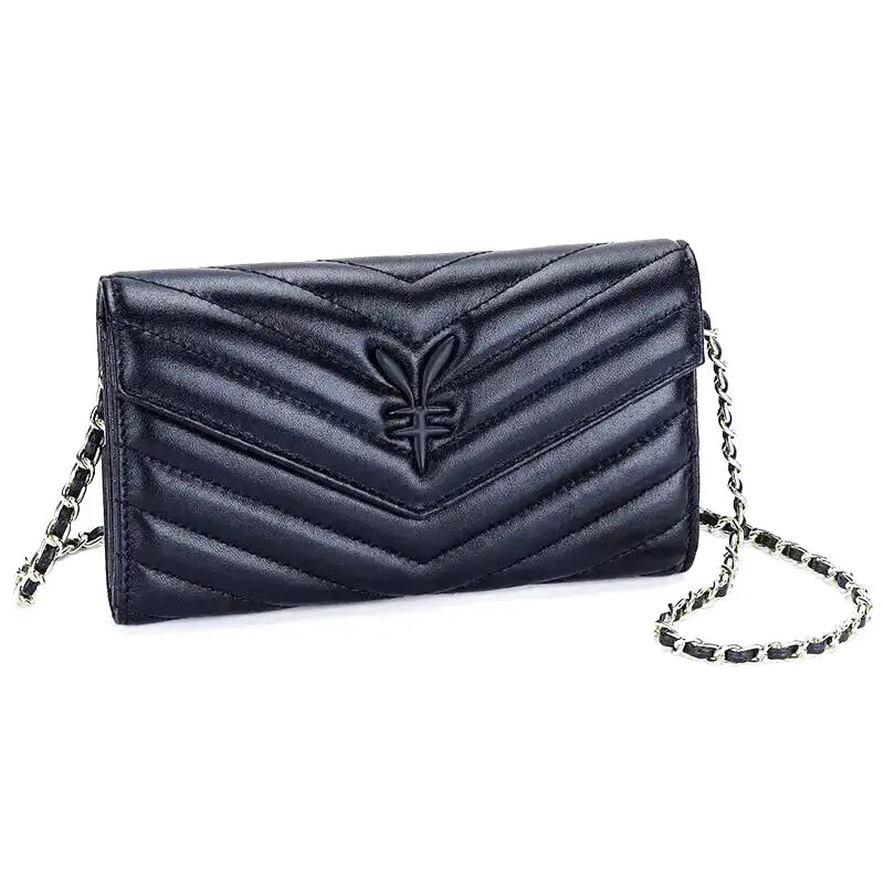Petit sac à main pochette noire en cuir souple CHOU, élégant, compact et pratique, parfait pour transporter téléphone, clés et porte-cartes avec style, design vegan et cruelty-free.