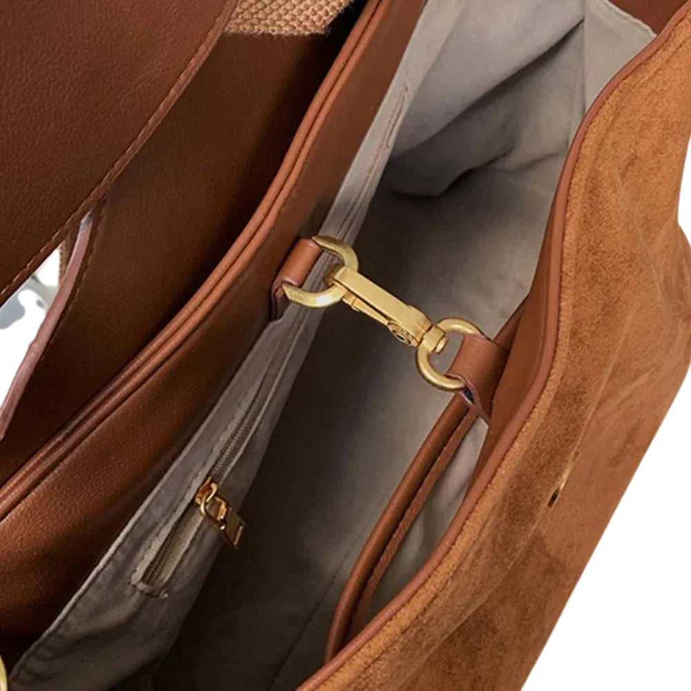 CYNTHIA - Sac à Main Bandoulière en Daim Femme, petit format pour téléphone, portefeuille, clés et maquillage