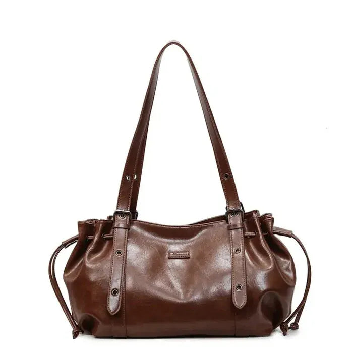 DONA - Sac Pour Les Cours Cuir Lisse marron Femme pour ordinateur 15 pouces, cahiers et documents A4