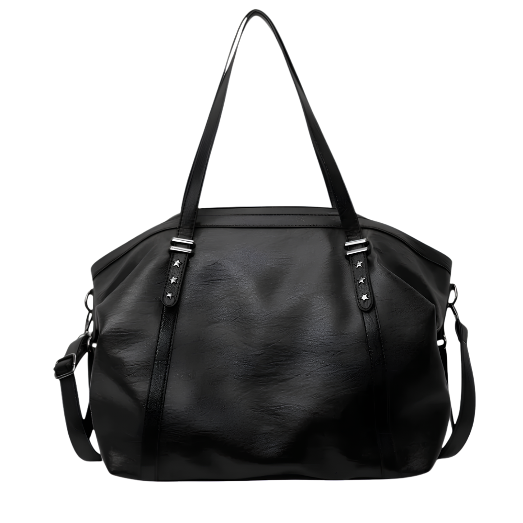 gaia grand sac à main de cours en cuir noir