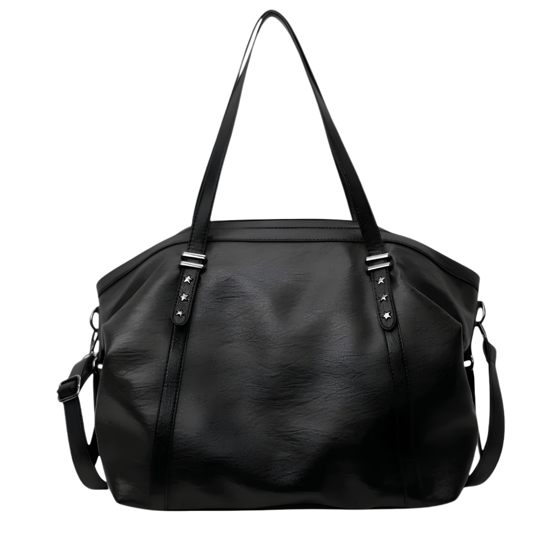 gaia grand sac à main de cours en cuir vegan noir