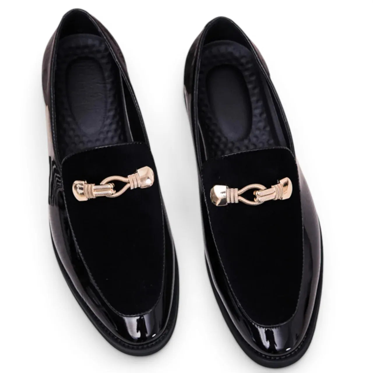 Isabella – Mocassin Femme Verni Ornement Doré Chic