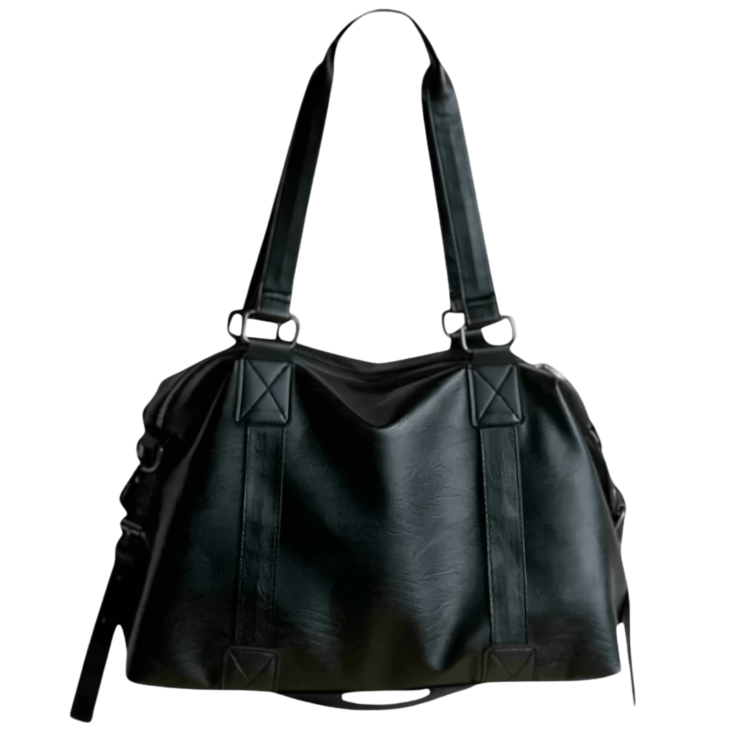 Sac à main de cours LISA élégant en cuir vegan noir, format spacieux pour ordinateur et cahiers