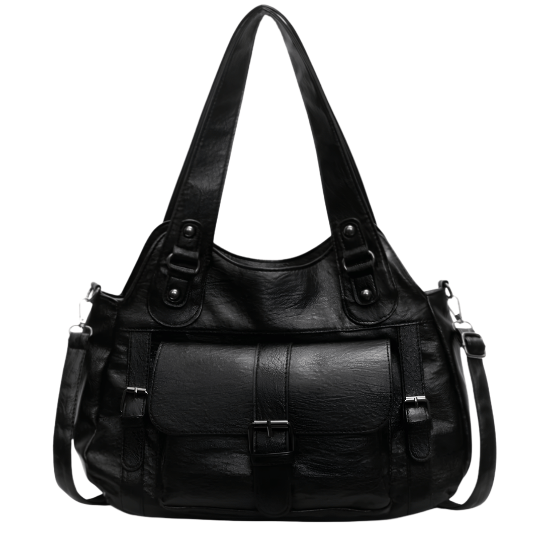 LOLA – Sac à main de cours vintage noir élégant, spacieux et fonctionnel au quotidien.