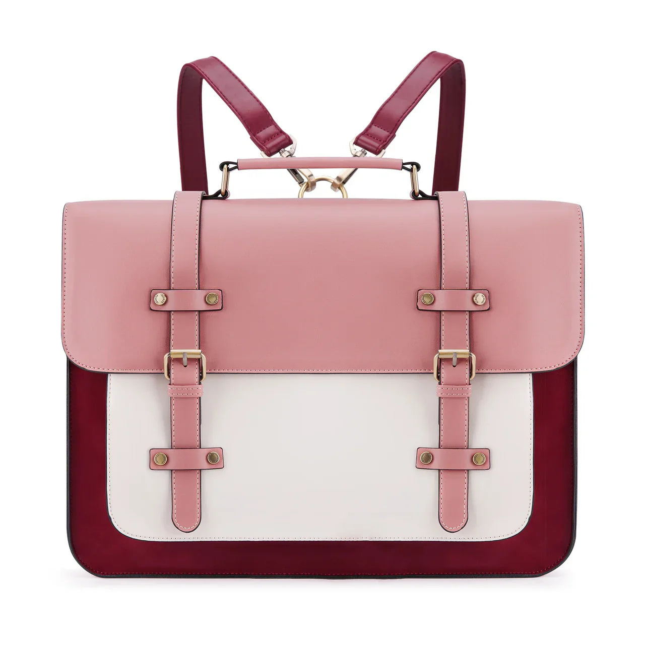 Grand sac à main Louise en cuir vegan, rose, spacieux et structuré, idéal pour transporter ordinateur, dossiers et effets personnels avec style.