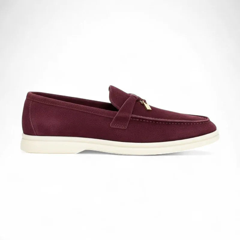 Lucia mocassin daim femme bordeaux plat, chic et confortable avec sa semelle souple