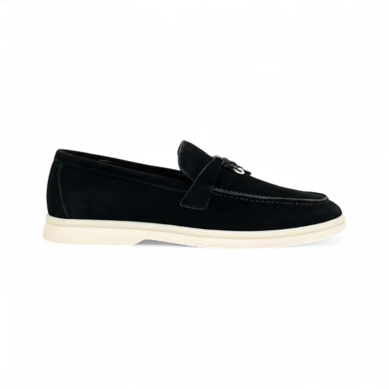 Lucia mocassin daim femme noir plat, chic et confortable avec sa semelle souple