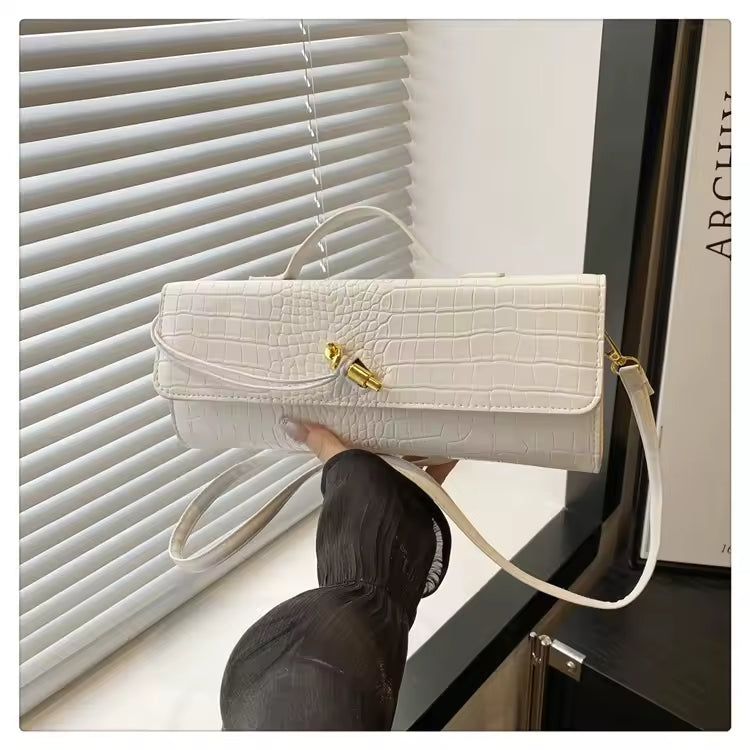 Maelys - Sac à Main Femme Effet Peau de Serpent avec Bandoulière blanc, petit sac chic au motif serpent et au format compact