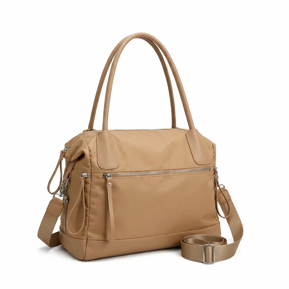 Naya - Sac Bandoulière Grande Capacité marron Femme pour Ordinateur 15 Pouces, Cahiers, Documents A4 et Essentiels