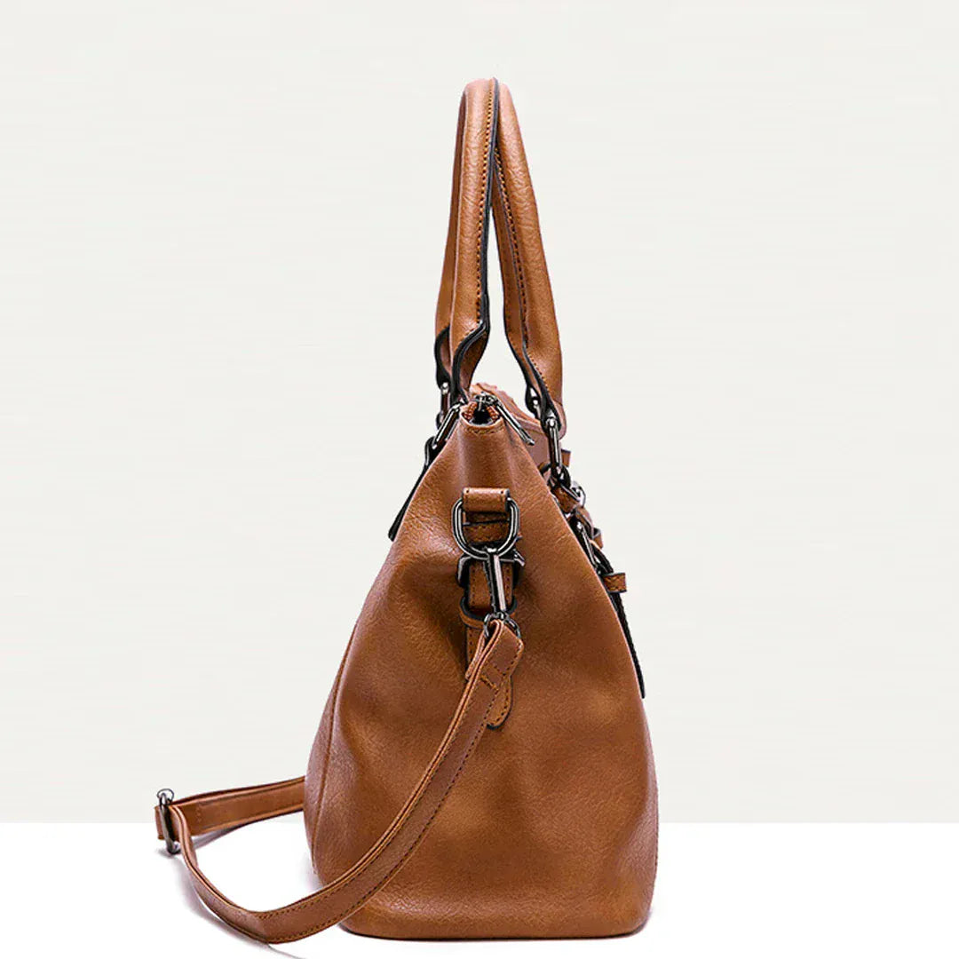 NOELA - Sac à Main Grande Capacité Vintage en Cuir Souple avec Bandoulière