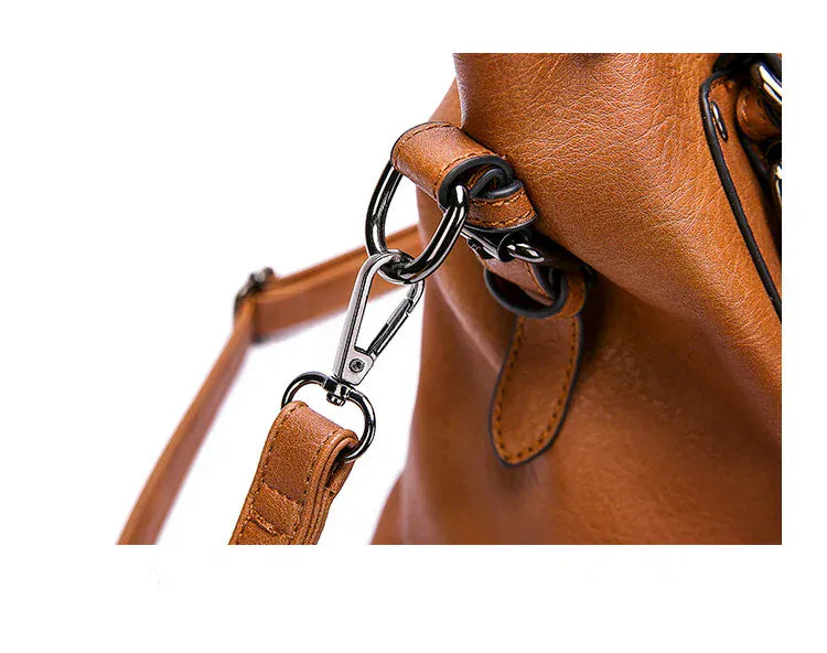 NOELA - Sac à Main Grande Capacité Vintage en Cuir Souple avec Bandoulière