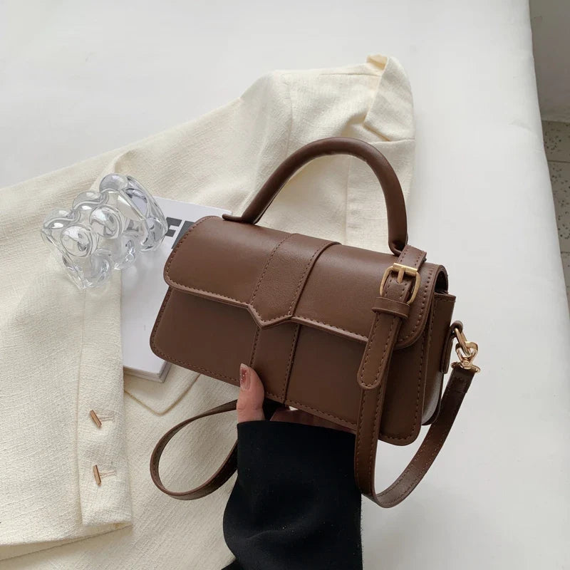 Olivia - Petit Sac à Main en Cuir Lisse marron