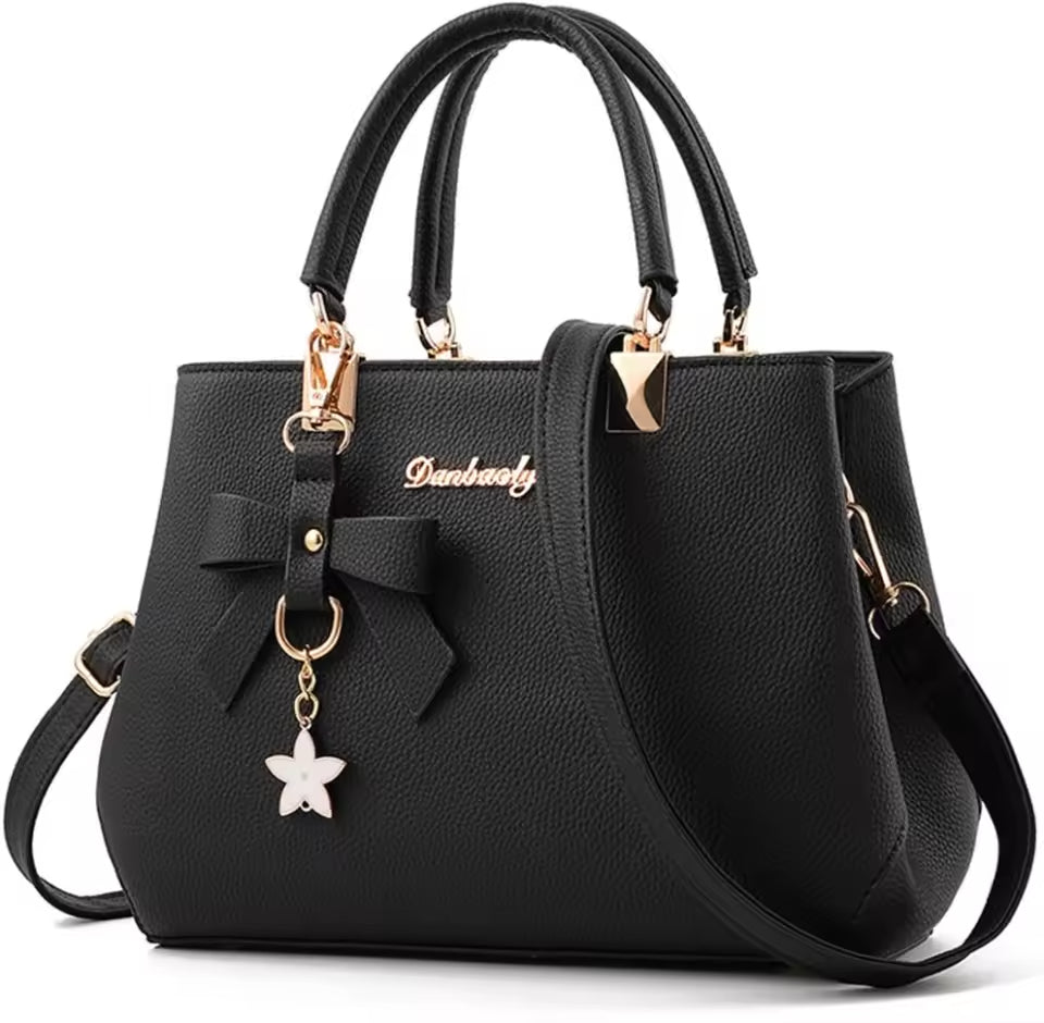 Pilla - Sac à Main Spacieux à Bandoulière en Cuir Grainé noir, sac femme élégant et pratique au format généreux, idéal pour le travail et le quotidien