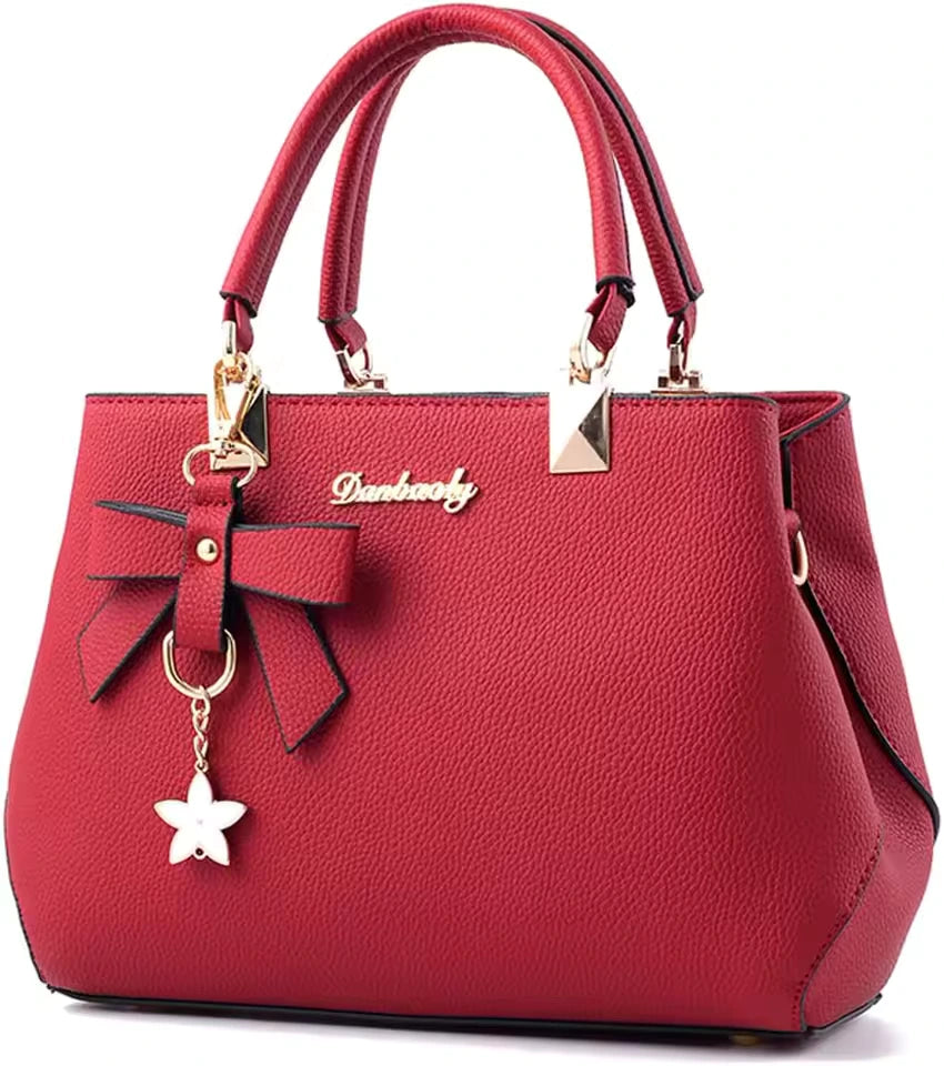 Pilla - Sac à Main Spacieux à Bandoulière en Cuir Grainé rouge, sac femme élégant et pratique au format généreux, idéal pour le travail et le quotidien