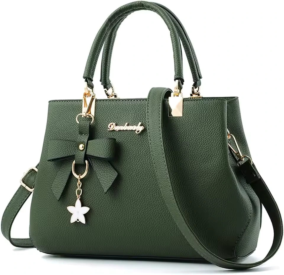 Pilla - Sac à Main Spacieux à Bandoulière en Cuir Grainé vert, sac femme élégant et pratique au format généreux, idéal pour le travail et le quotidien