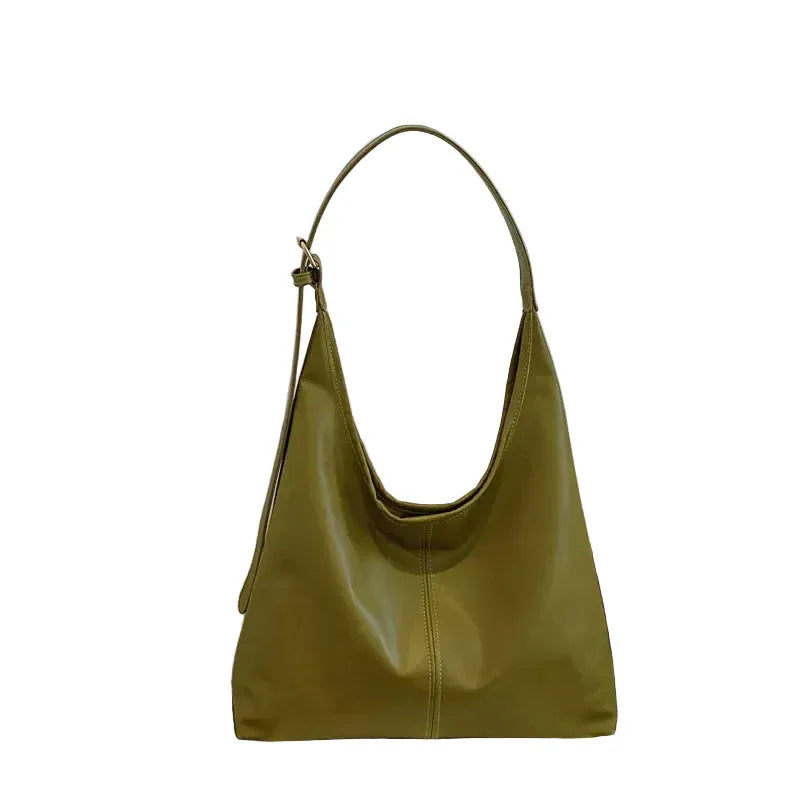 RAKEL - Sac Hobo en Cuir Femme Vert Souple et Grande Capacité pour Ordinateur, Cahiers et Essentiels