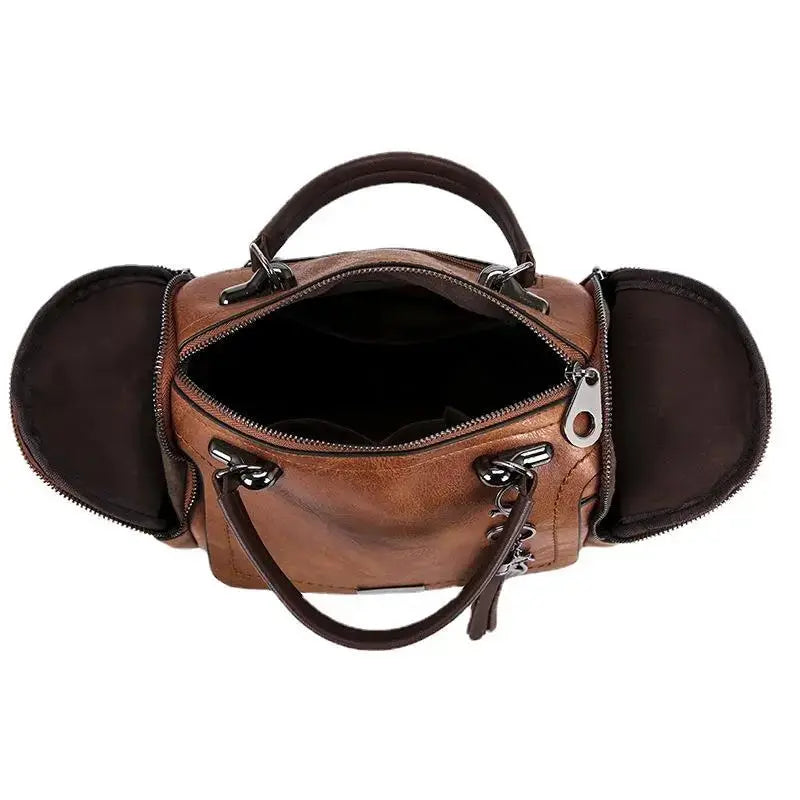 RAYA - Sac à Main Spacieux en Cuir Souple avec Sangle et Fermeture Eclair