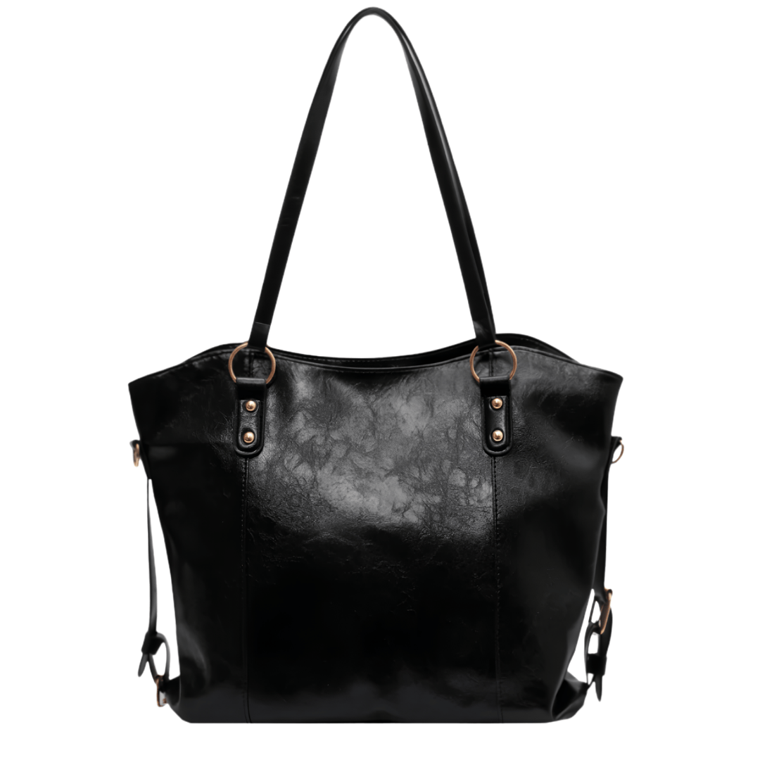ROSE – Grand sac à main de cours élégant noir, raffiné et spacieux, parfait pour cahiers et ordinateur.