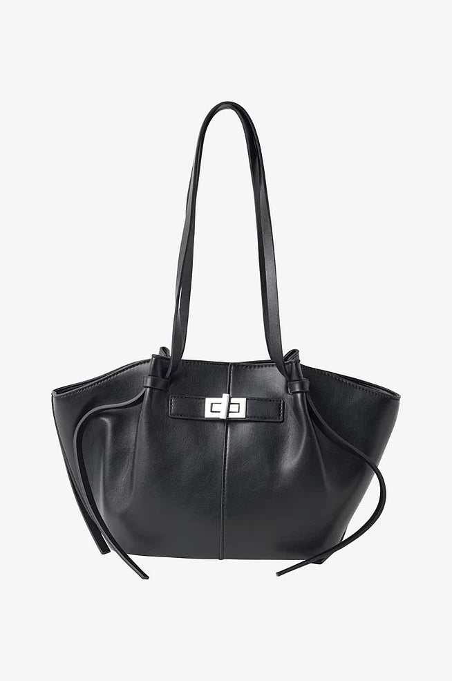 sac cabas cuir noir KATE à grandes anses, élégant et pratique, en cuir synthétique brun avec boucle raffinée et compartiment intérieur