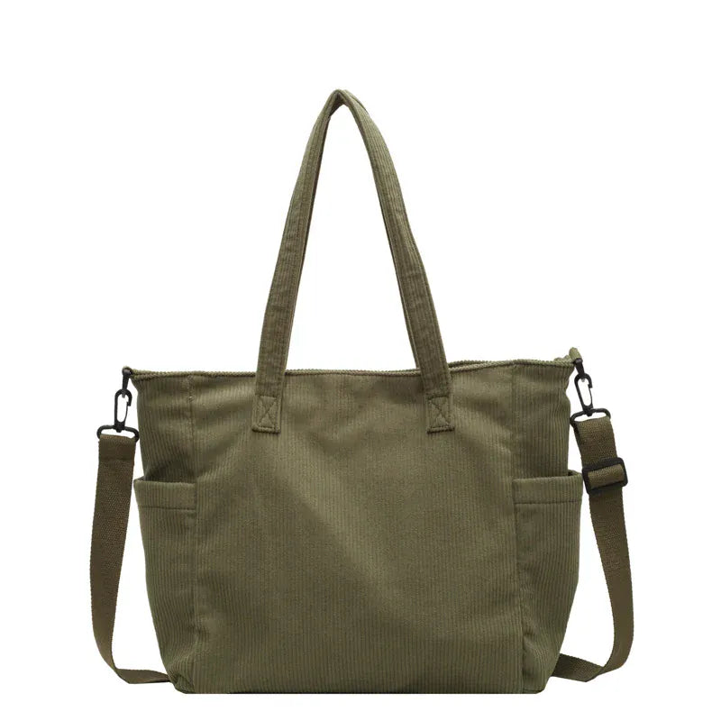 SORAYA - Grand Sac à Main de Cours en Velours Côtelé