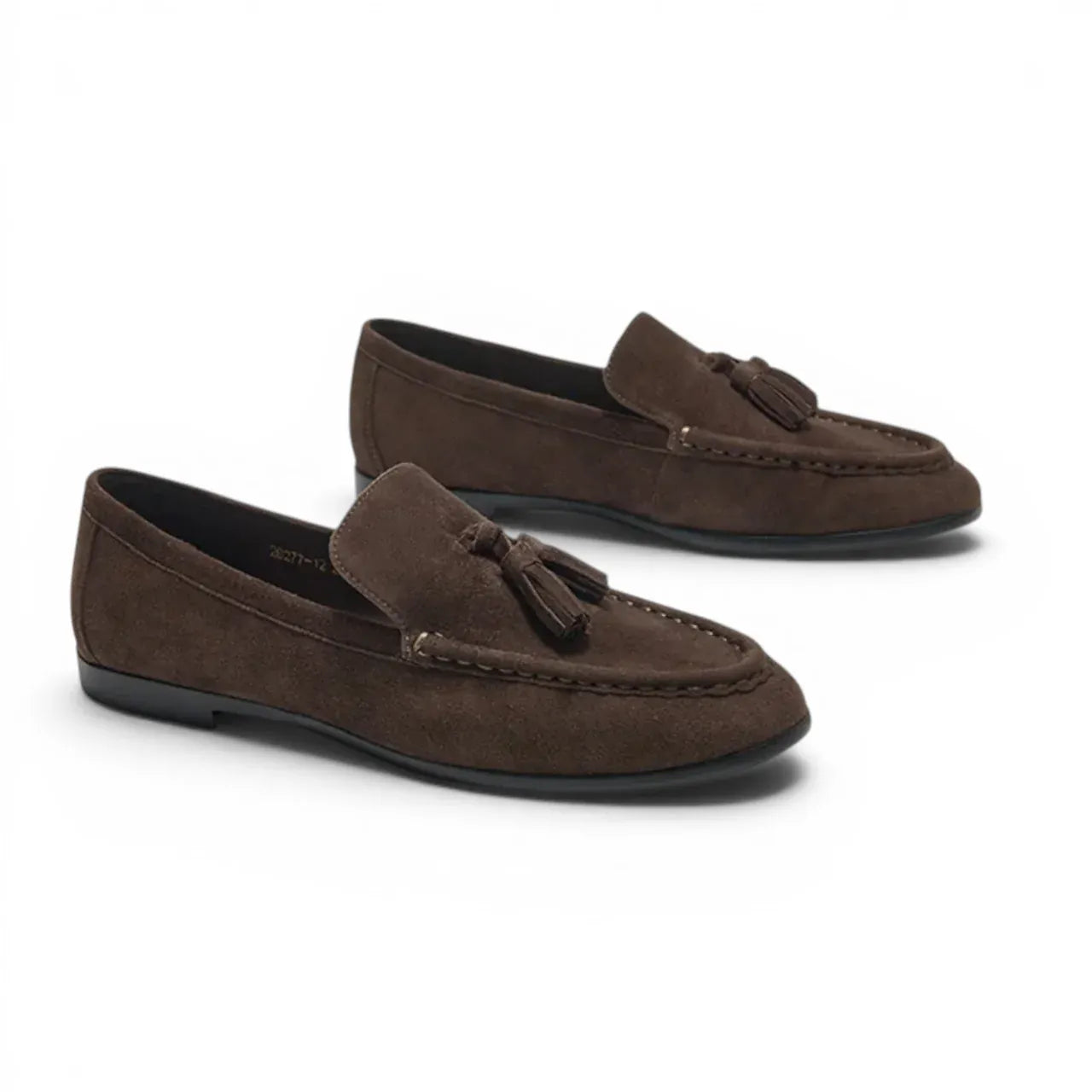 Sorella - Mocassin Daim Femme à PomPom marron café